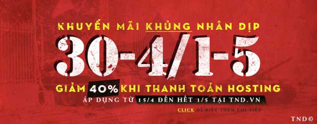 Khuyến mại Hosting dịp 30 tháng 4 và 1 tháng 5