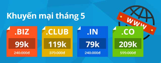 Khuyến mại tên miền tháng 5