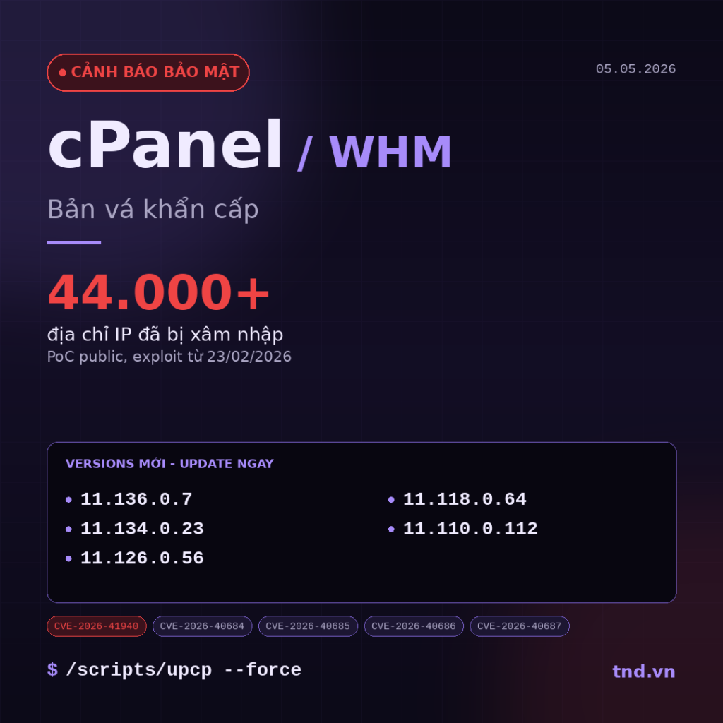 cPanel/WHM phát hành 5 bản vá khẩn cấp - Hướng dẫn cập nhật VPS an toàn