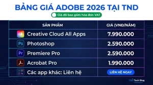 Bảng Giá Adobe Bản Quyền 2026 Tại Việt Nam (Có Hóa Đơn VAT)