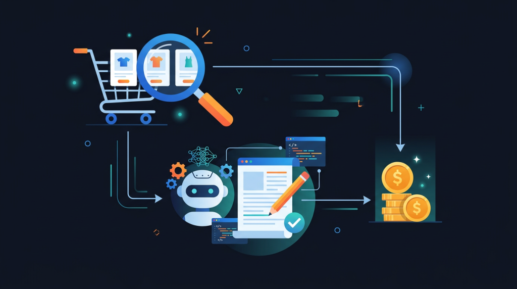 Minh hoạ Hermes Agent dropshipping affiliate auto-research content