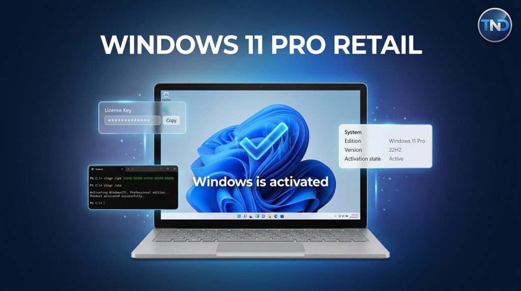 Hướng dẫn cài Key Windows 11 Pro Retail bản quyền hàng của TND