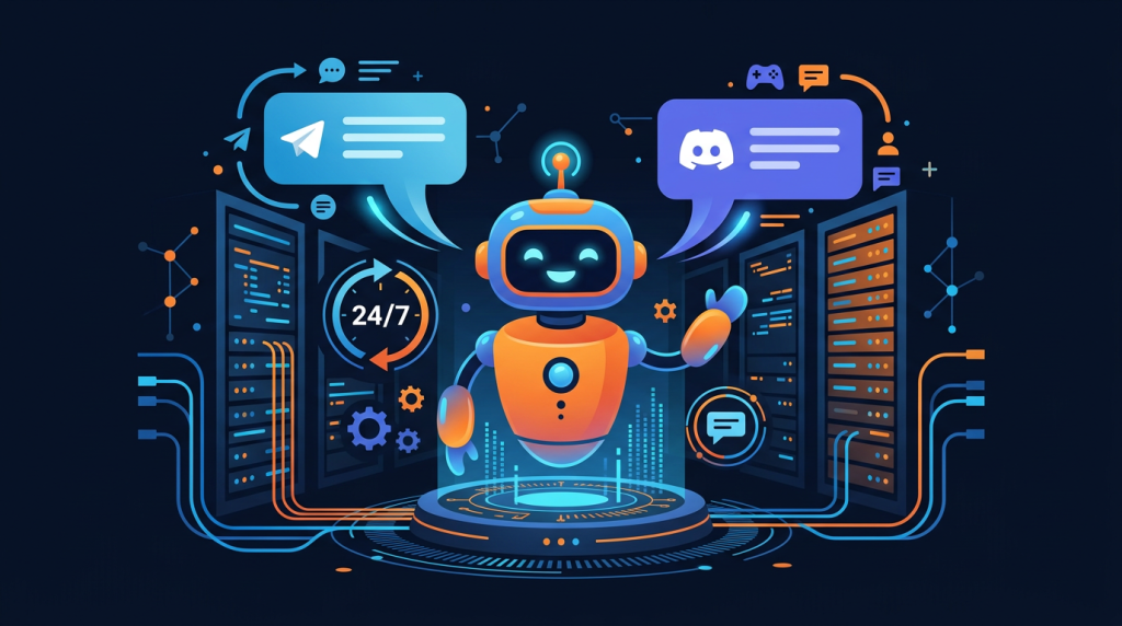 Minh họa VPS chạy bot Telegram Discord 24/7