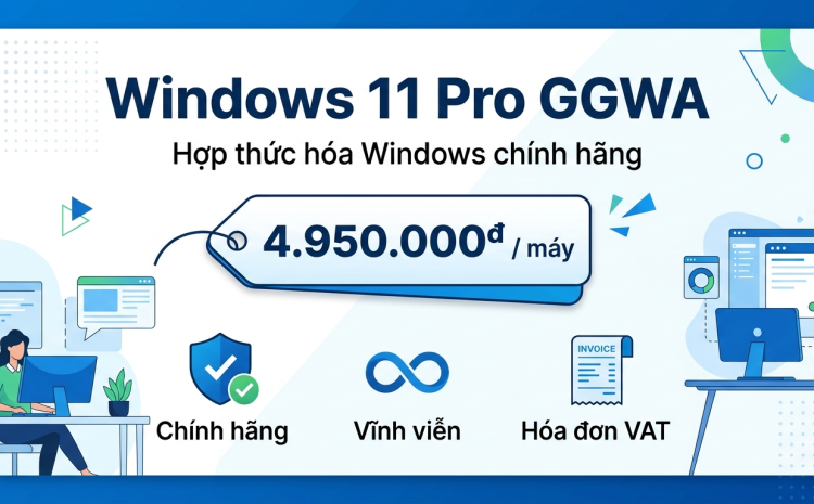 Windows 11 Pro GGWA hợp thức hóa Windows chính hãng, 4.950.000đ mỗi máy, vĩnh viễn, có hóa đơn VAT