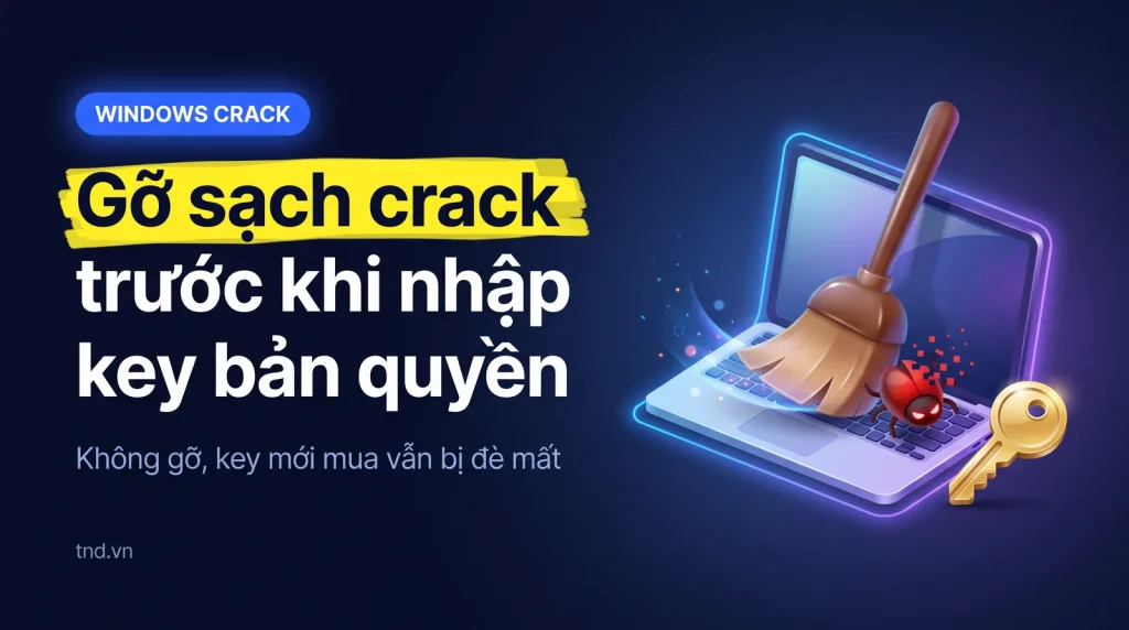 Máy dùng Windows crack: cách gỡ sạch trước khi nhập key bản quyền