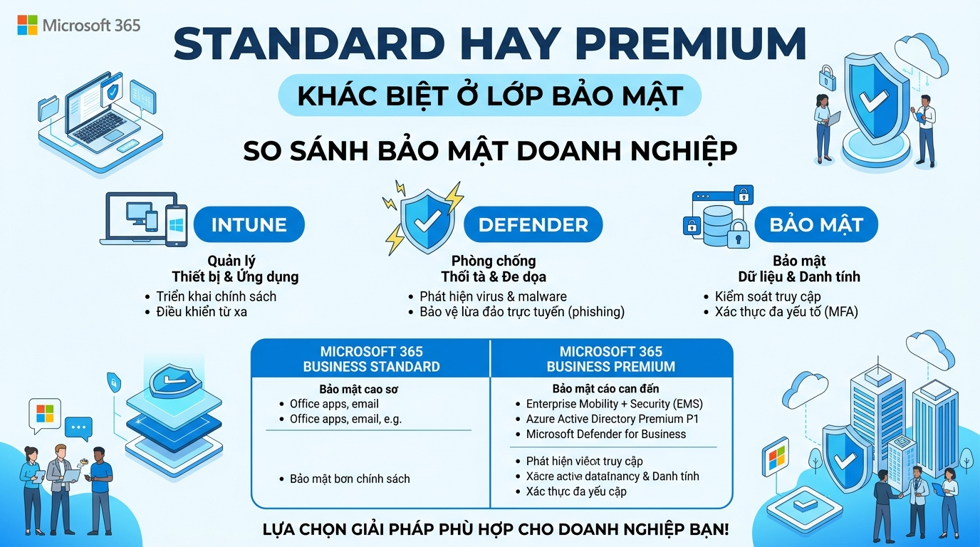 Business Standard hay Business Premium: khác biệt bảo mật đáng giá không