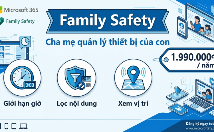 Microsoft Family Safety: kiểm soát thiết bị con cái trong gói Family