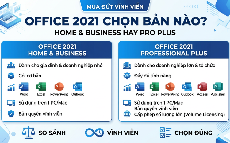 Office Home & Business 2021 hay Professional Plus 2021: chọn bản nào