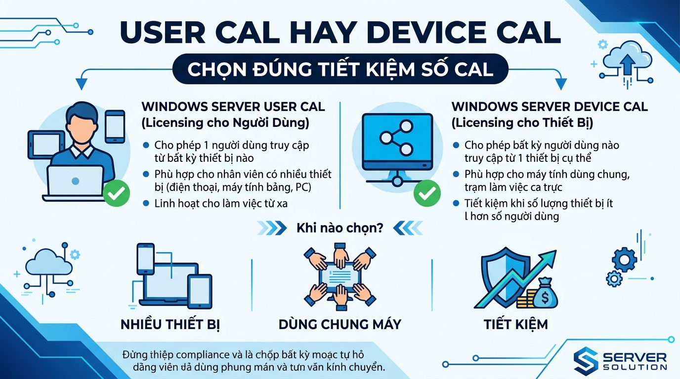 User CAL hay Device CAL: cách chọn tiết kiệm cho doanh nghiệp