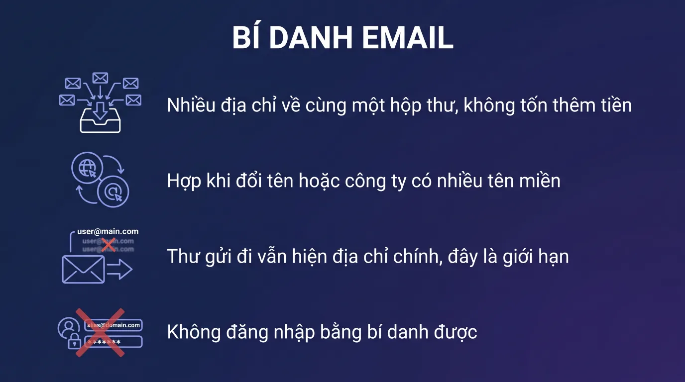 Bí danh email: một người nhiều địa chỉ nhận thư