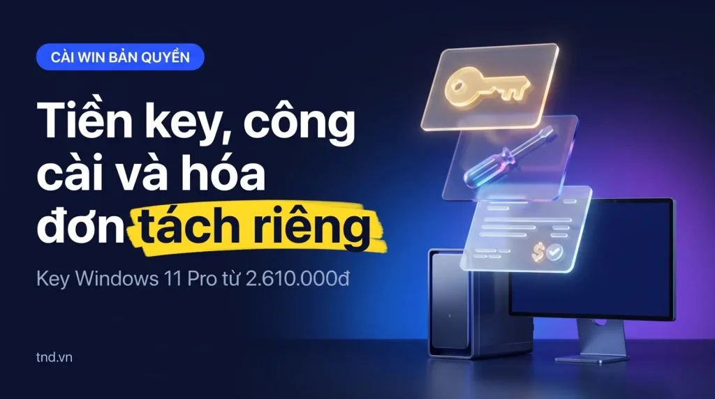 Cài Win bản quyền bao nhiêu tiền: tiền key, công cài và hóa đơn