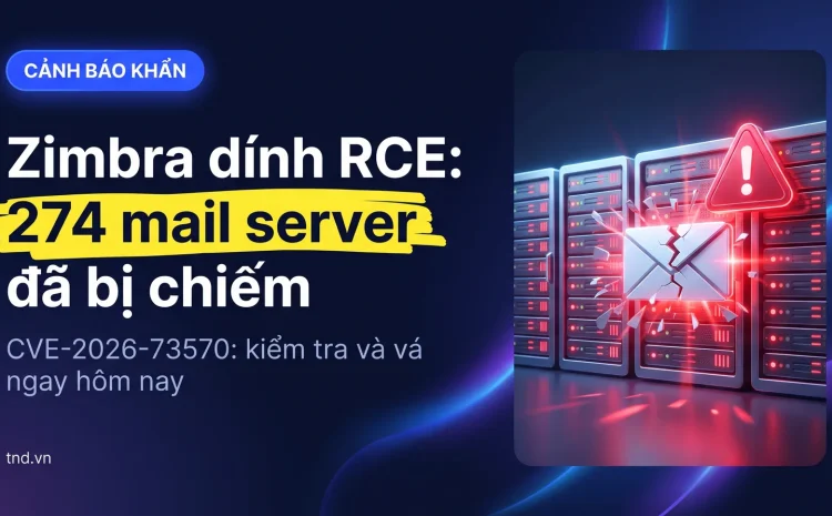 Zimbra dính RCE: 274 mail server đã bị chiếm. CVE-2026-73570: kiểm tra và vá ngay hôm nay