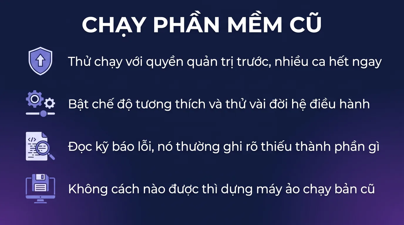 Phần mềm cũ không chạy trên Windows 11: cách xử lý