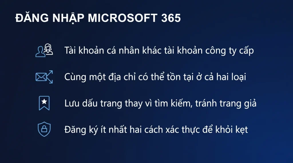 Đăng nhập Microsoft 365 trên web và trên ứng dụng