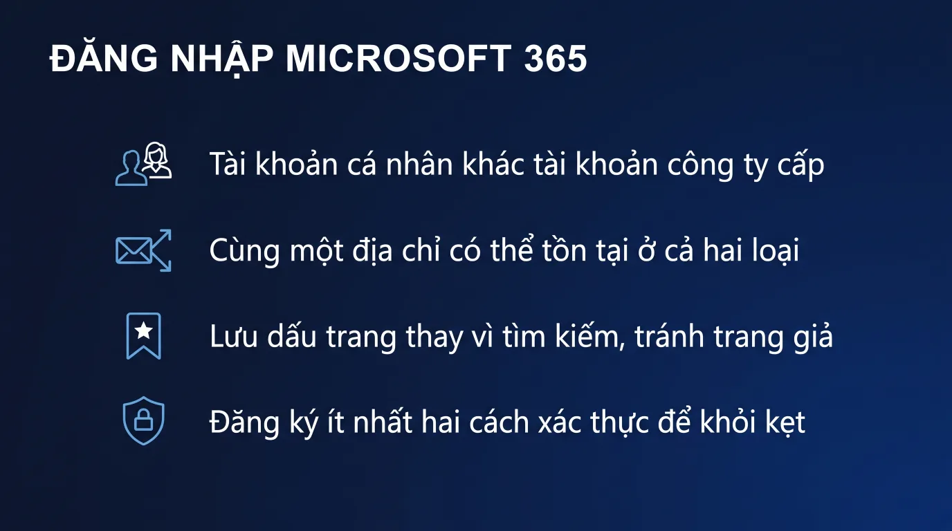 Đăng nhập Microsoft 365 trên web và trên ứng dụng