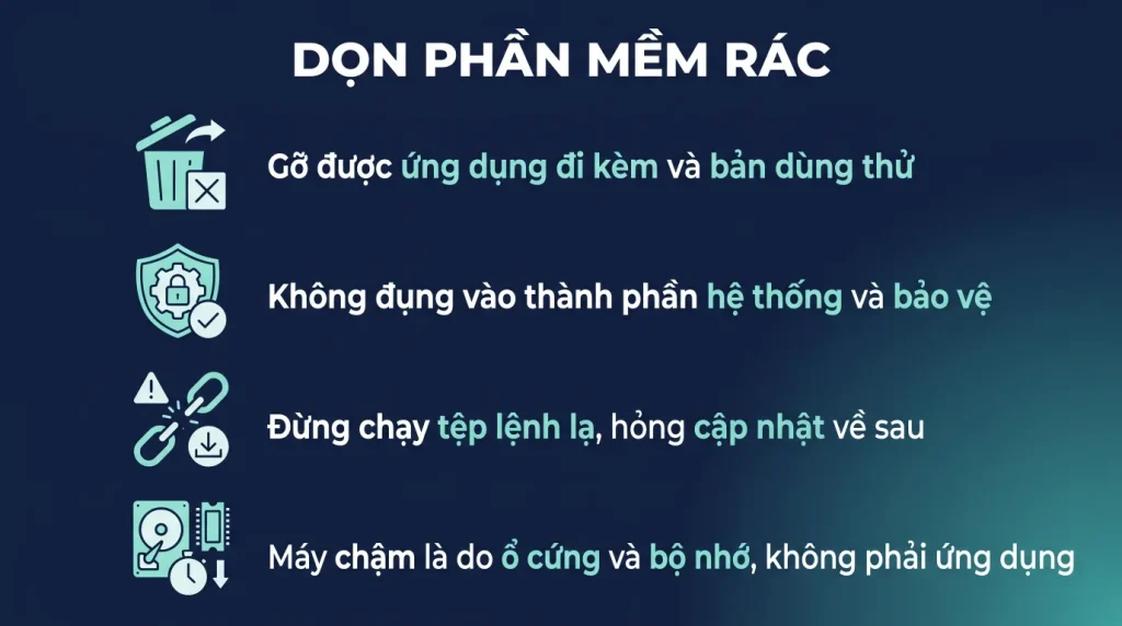 Debloat Windows 11: gỡ gì được và gỡ gì thì hỏng máy