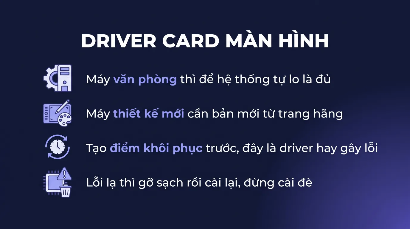 Driver card màn hình: cài từ hãng hay Windows Update