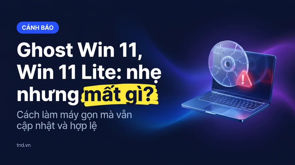 Ghost Win 11, Win 11 Lite, Tiny11: rủi ro và cách gọn máy