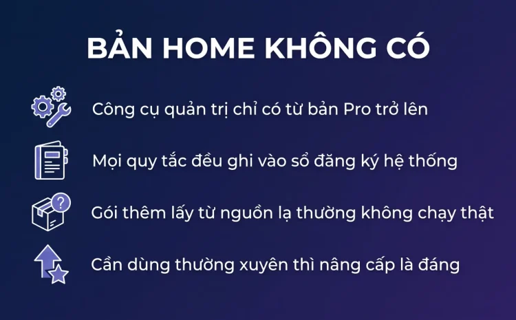 gpedit.msc không có trên Windows Home, cách xử lý