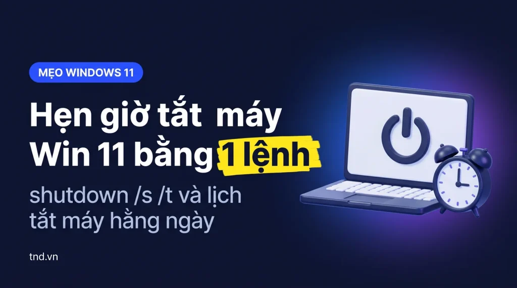 Hẹn giờ tắt máy Win 11 bằng lệnh shutdown và Task Scheduler