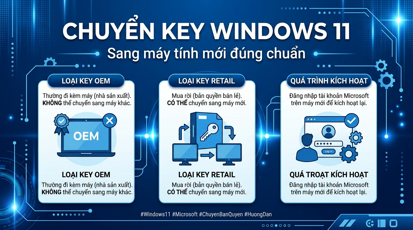 Cách chuyển key Windows 11 bản quyền sang máy tính mới