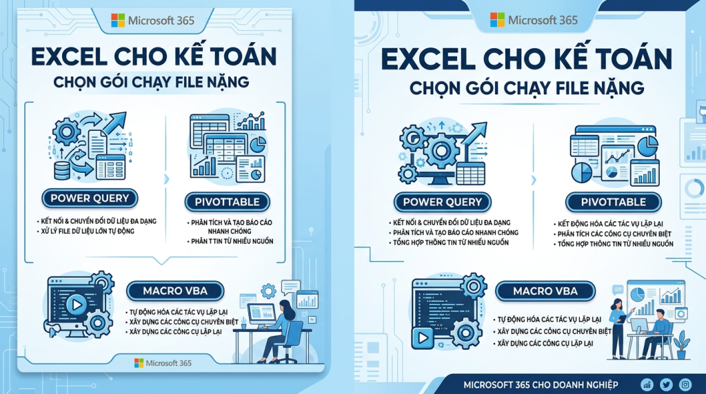 Người làm kế toán nên mua Microsoft 365 gói nào để chạy Excel nặng