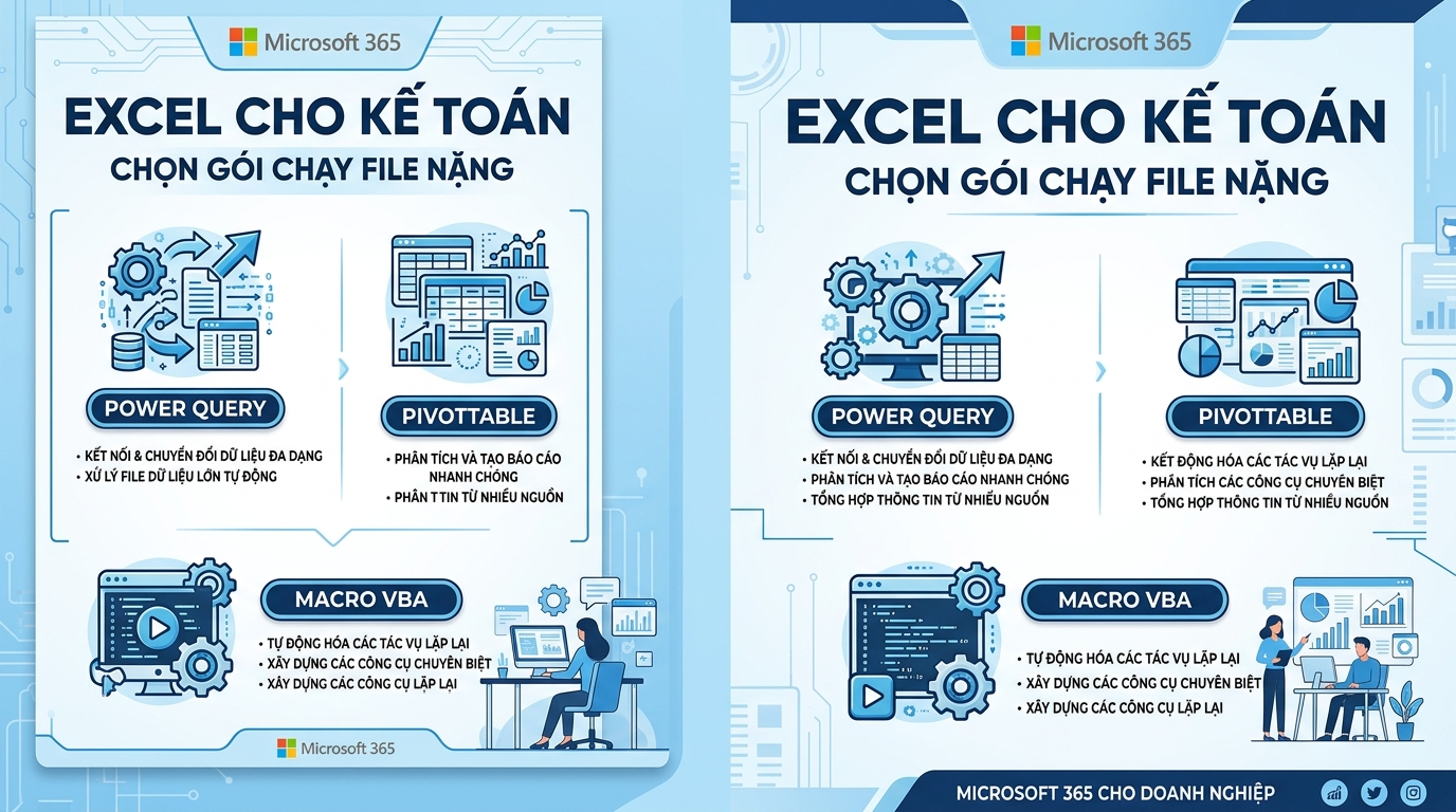 Người làm kế toán nên mua Microsoft 365 gói nào để chạy Excel nặng