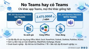 Microsoft 365 Business Standard No Teams khác bản có Teams: chênh giá bao nhiêu, ai nên mua