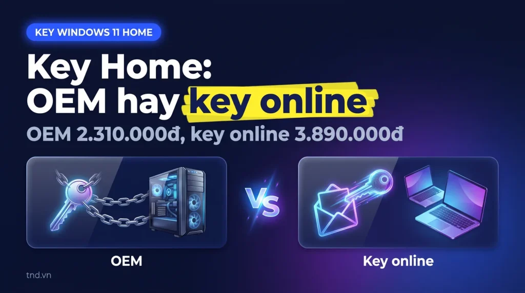 Key Windows 11 Home: OEM, key online hay FPP, nên chọn loại nào