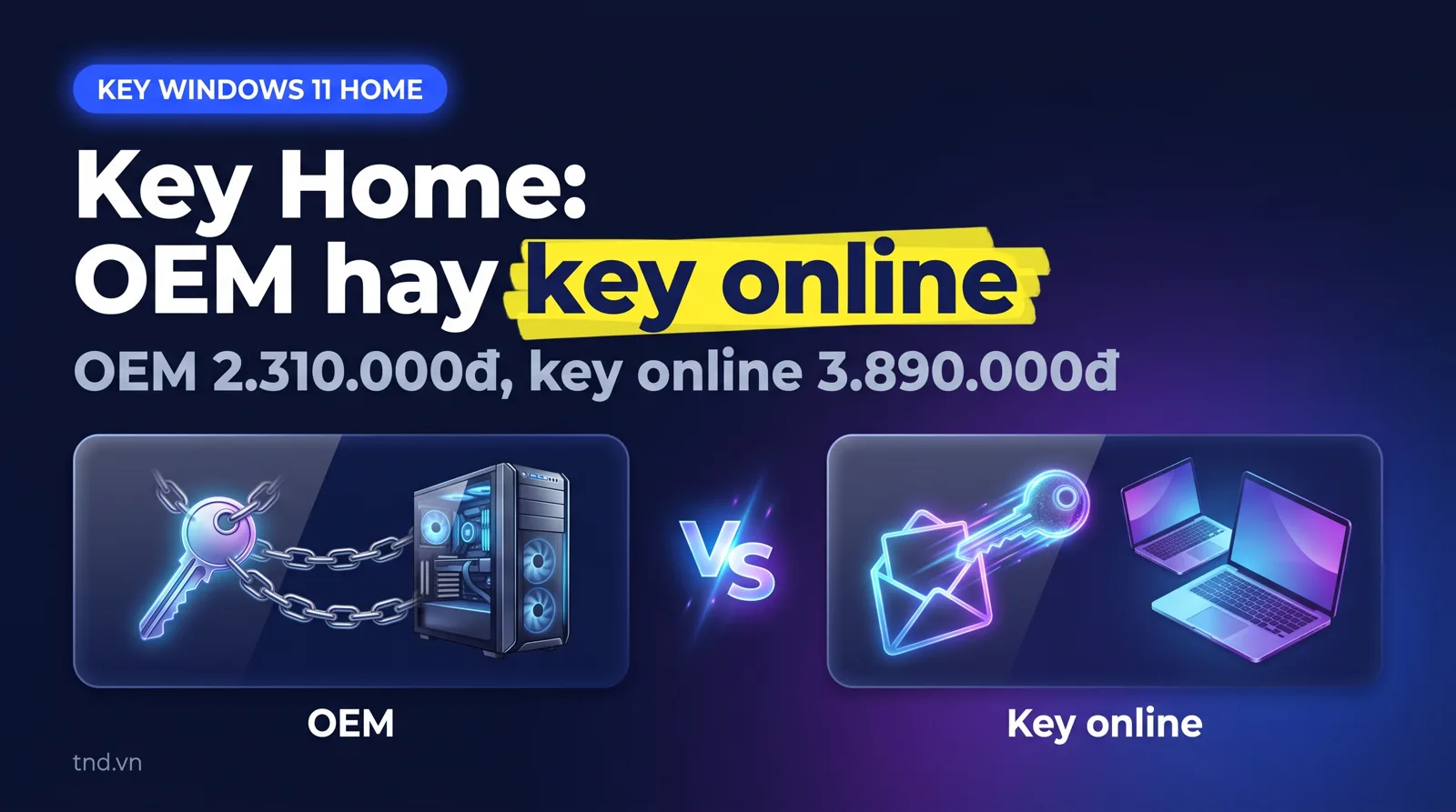Key Windows 11 Home: OEM, key online hay FPP, nên chọn loại nào