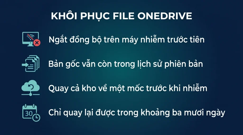 Khôi phục file bị mã độc mã hóa trong OneDrive