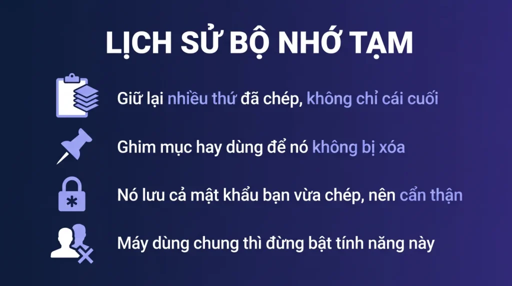 Lịch sử clipboard: dán lại thứ đã sao chép trước đó