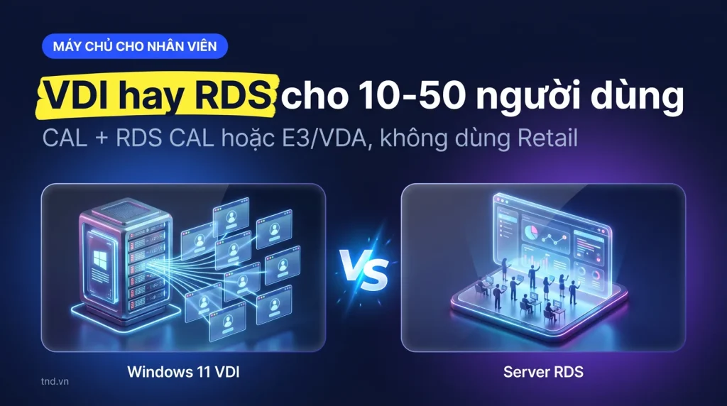 Máy chủ ảo cho nhân viên: Windows 11 VDI hay Windows Server RDS
