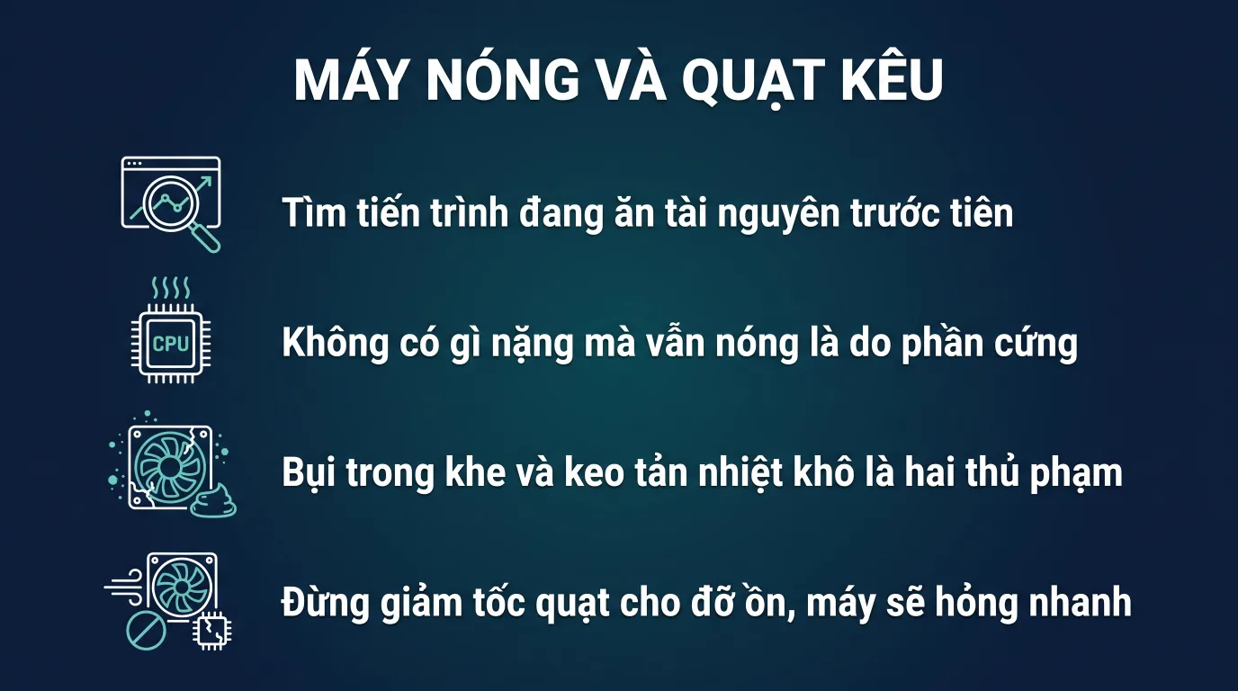 Máy tính nóng và quạt kêu to trên Windows 11