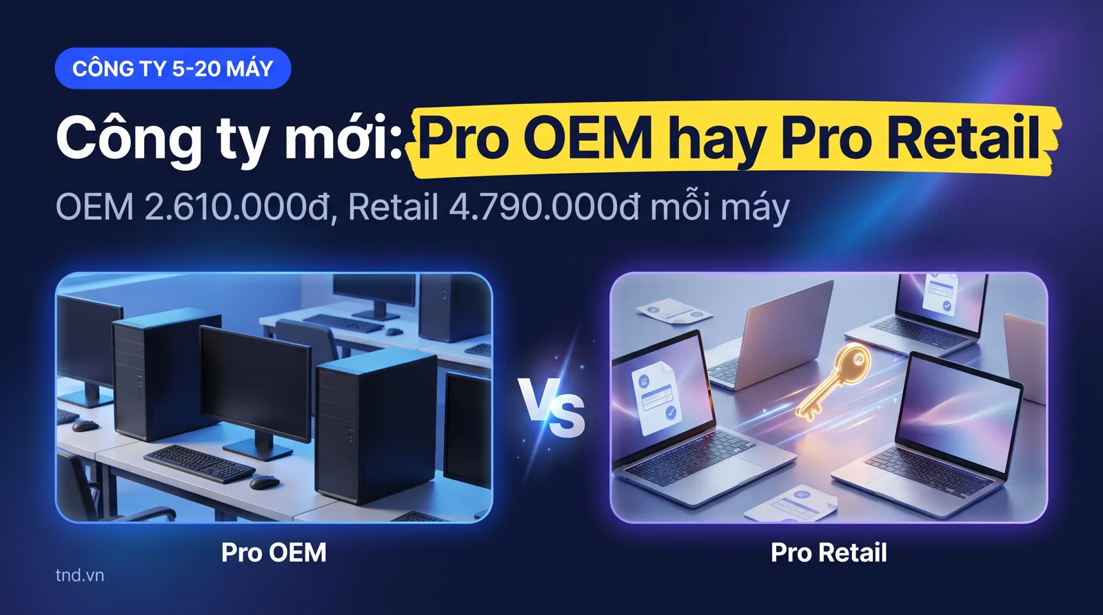 Công ty mới 5-20 máy nên mua Windows 11 Pro loại nào