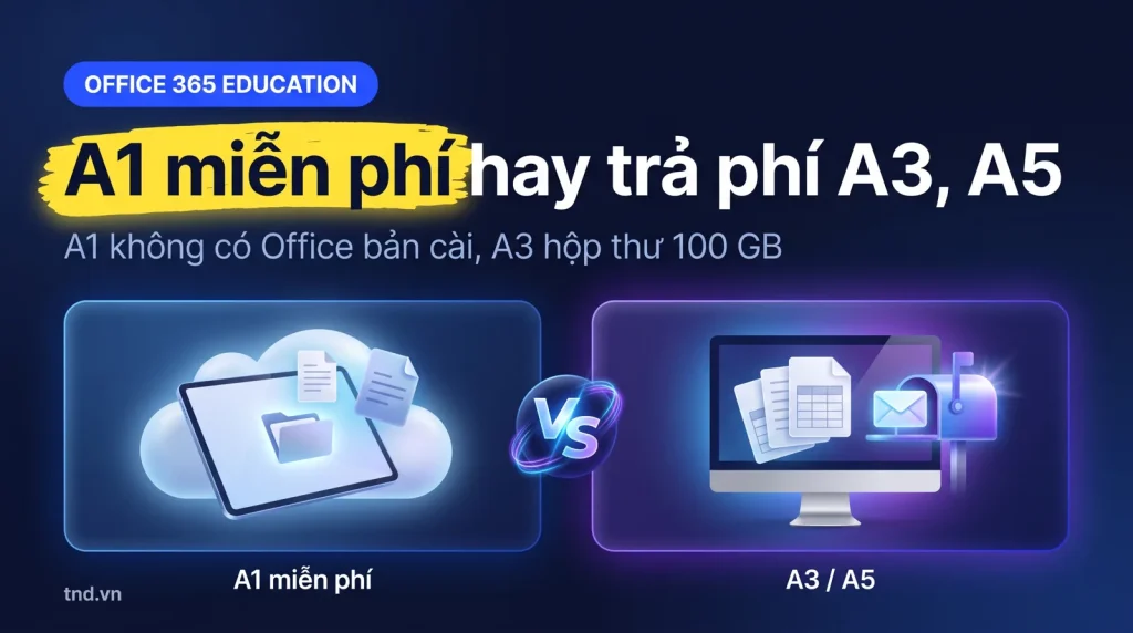 Office 365 Education cho nhà trường: A1 miễn phí, A3, A5 khác gì