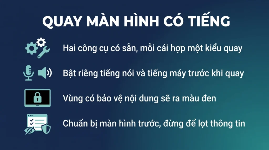 Quay màn hình có tiếng trên Windows 11 không cần app