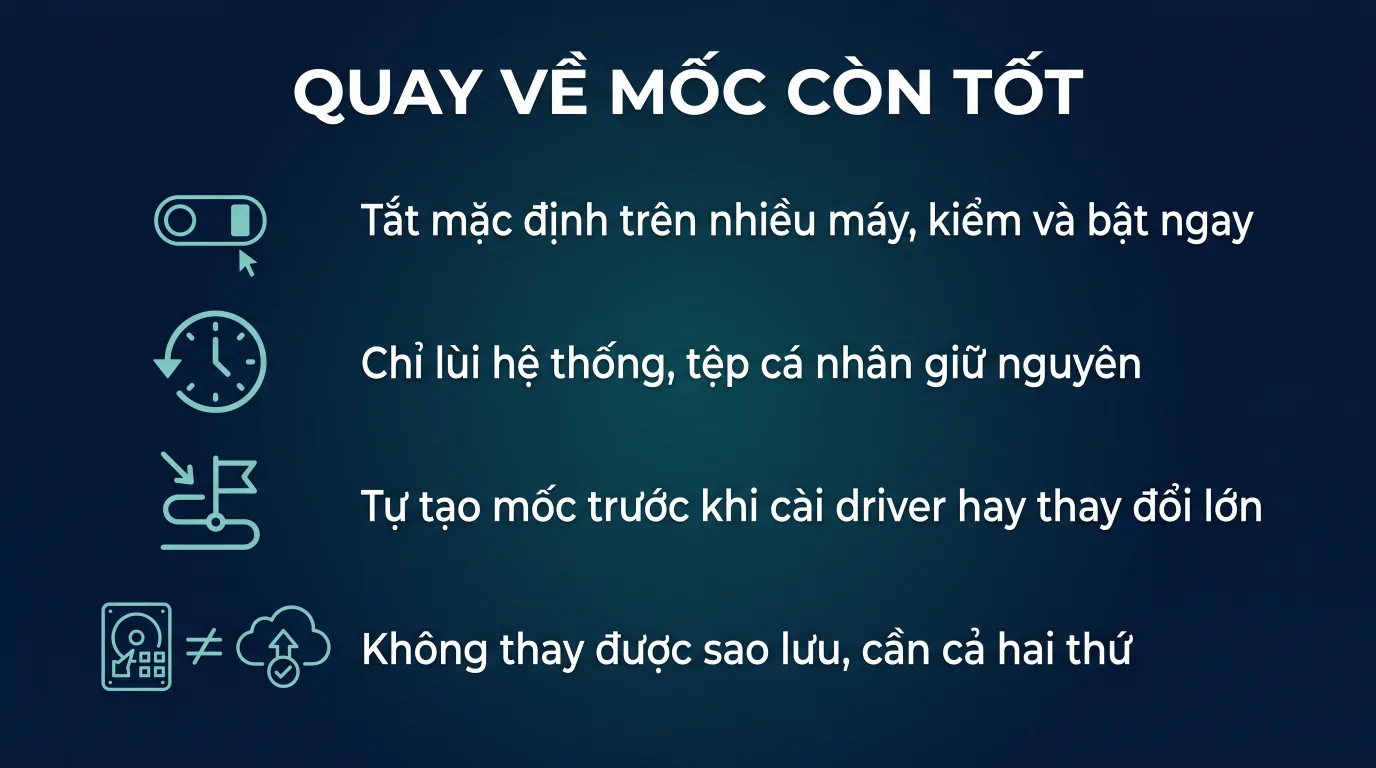 System Restore: quay lại thời điểm máy còn chạy tốt