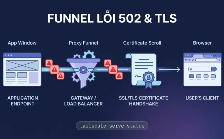 Tailscale Funnel lỗi 502, TLS handshake, cert: cách sửa