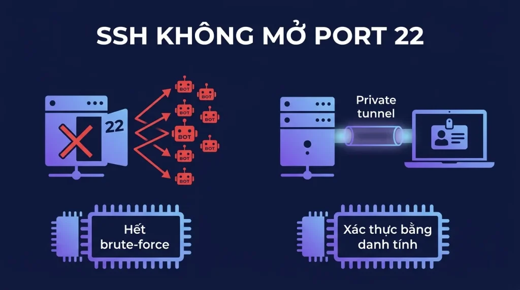 Tailscale SSH: quản trị server không cần mở port 22