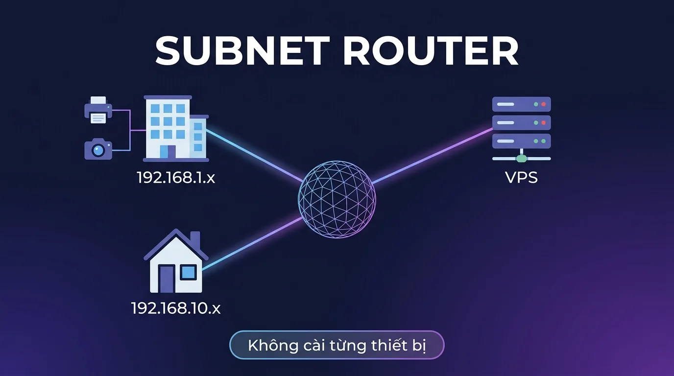 Tailscale subnet router: nối văn phòng, nhà và VPS làm một
