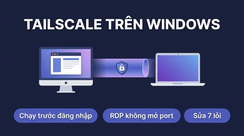 Tailscale trên Windows: cài đặt, RDP và sửa 7 lỗi hay gặp