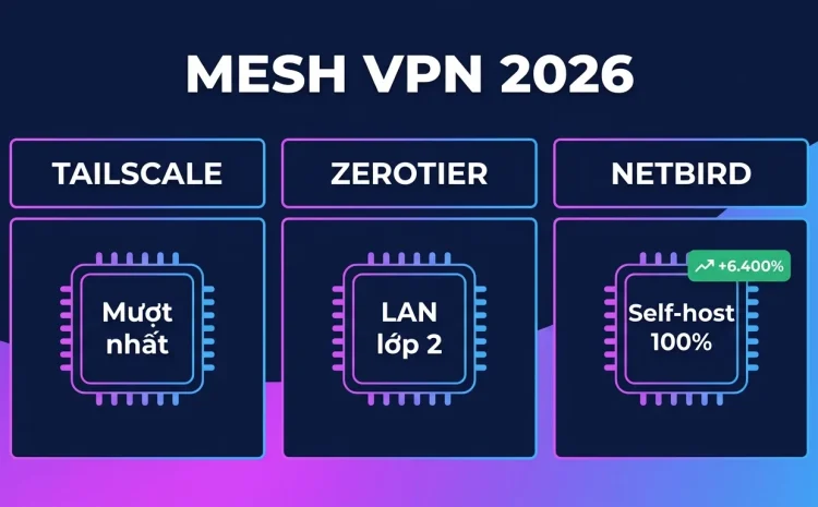 Tailscale vs ZeroTier vs NetBird 2026: chọn mesh VPN nào?