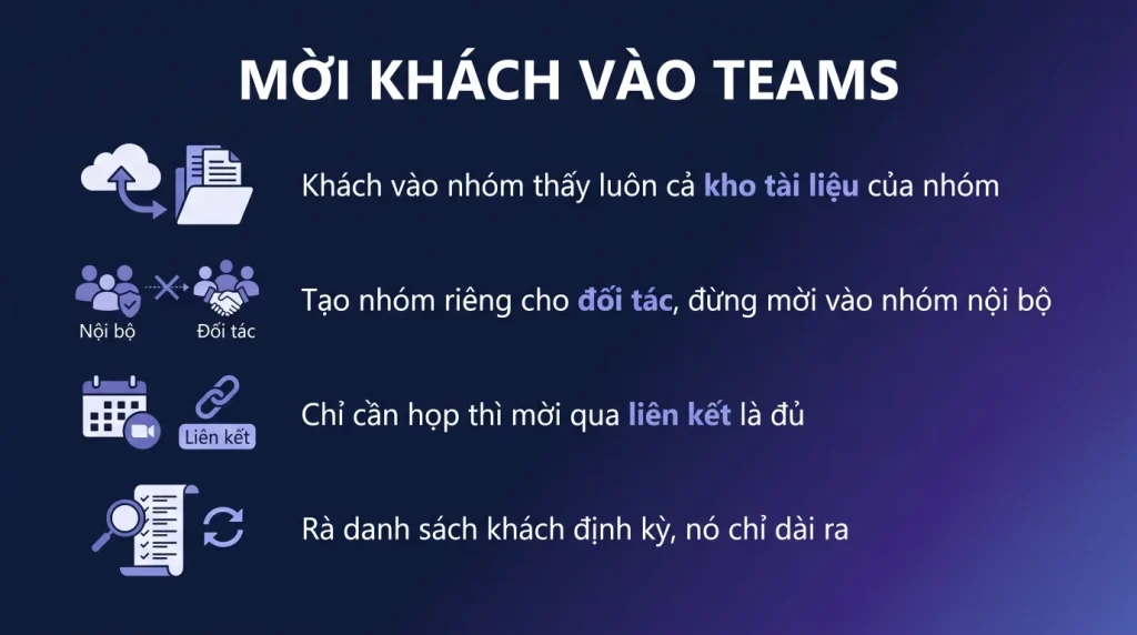 Mời khách ngoài công ty vào Teams