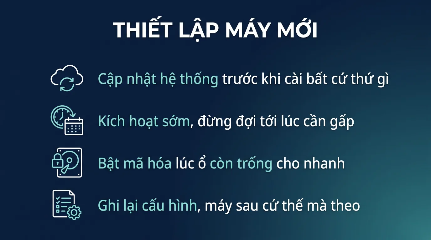 Thiết lập máy mới trong 30 phút: thứ tự làm cho đúng