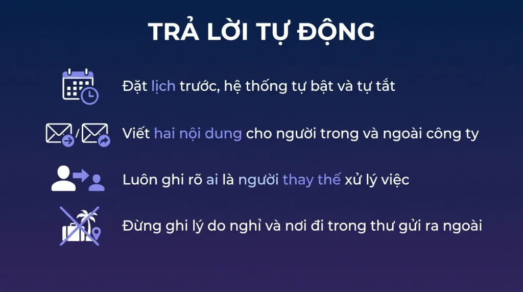 Đặt trả lời tự động khi nghỉ phép trong Outlook