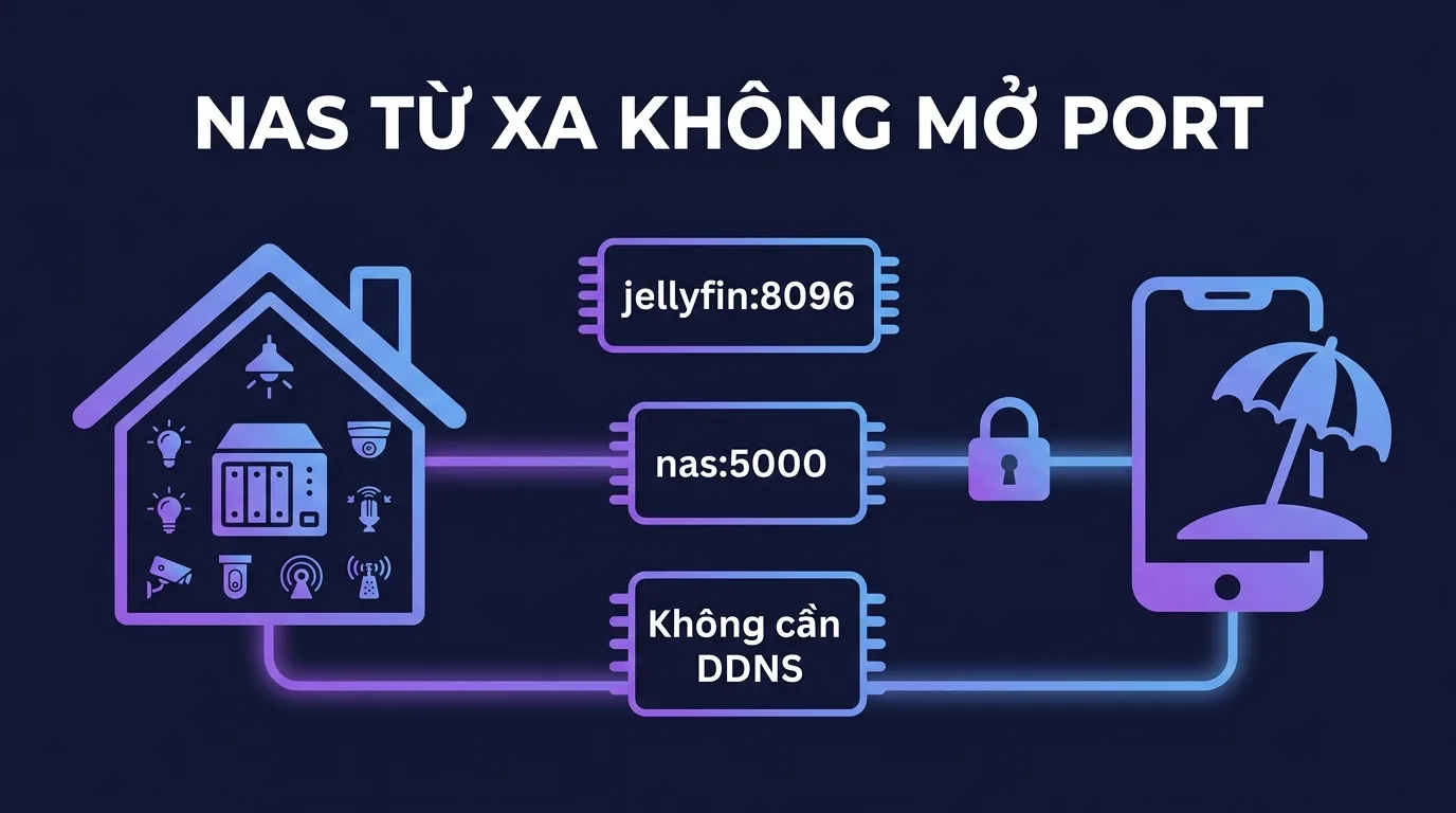 Truy cập NAS, Jellyfin, Home Assistant từ xa không mở port