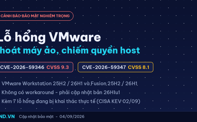 Cảnh báo bảo mật: lỗ hổng VMware CVE-2026-59346 (CVSS 9.3) cho phép thoát máy ảo, cùng 7 lỗ hổng đang bị khai thác thực tế