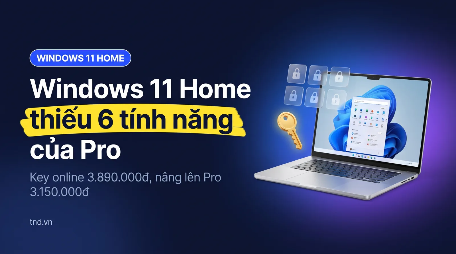 Windows 11 Home là gì: giới hạn so với Pro và giá bản quyền 2026