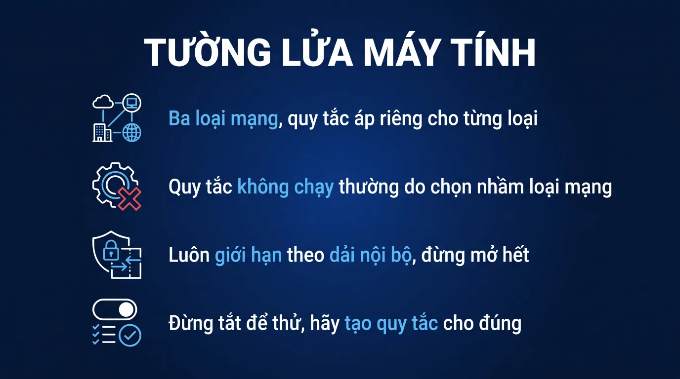 Windows Firewall: mở và chặn cổng đúng cách